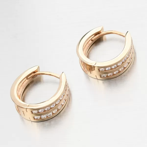 Zlaté náušnice kruhy se zirkony PKL22-071