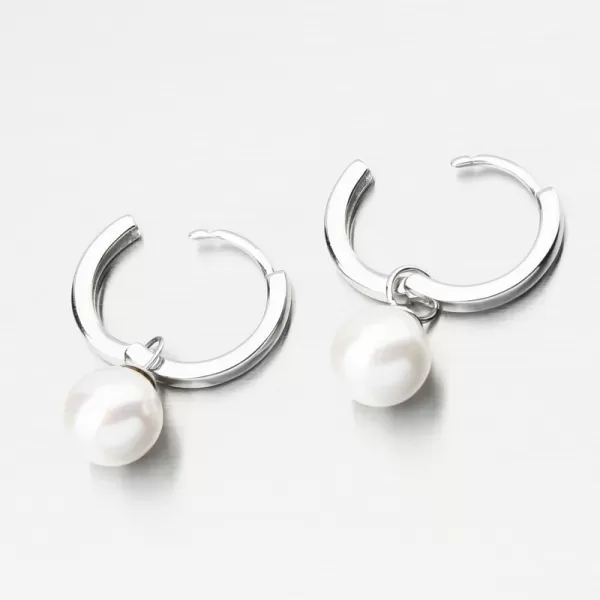 Stříbrné kruhy s perlou PKL-2228