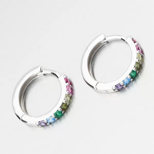 Stříbrné kruhy s barevnými zirkony PKL-2233