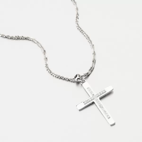 Stříbrný přívěsek kříž se zirkony PKL-3159